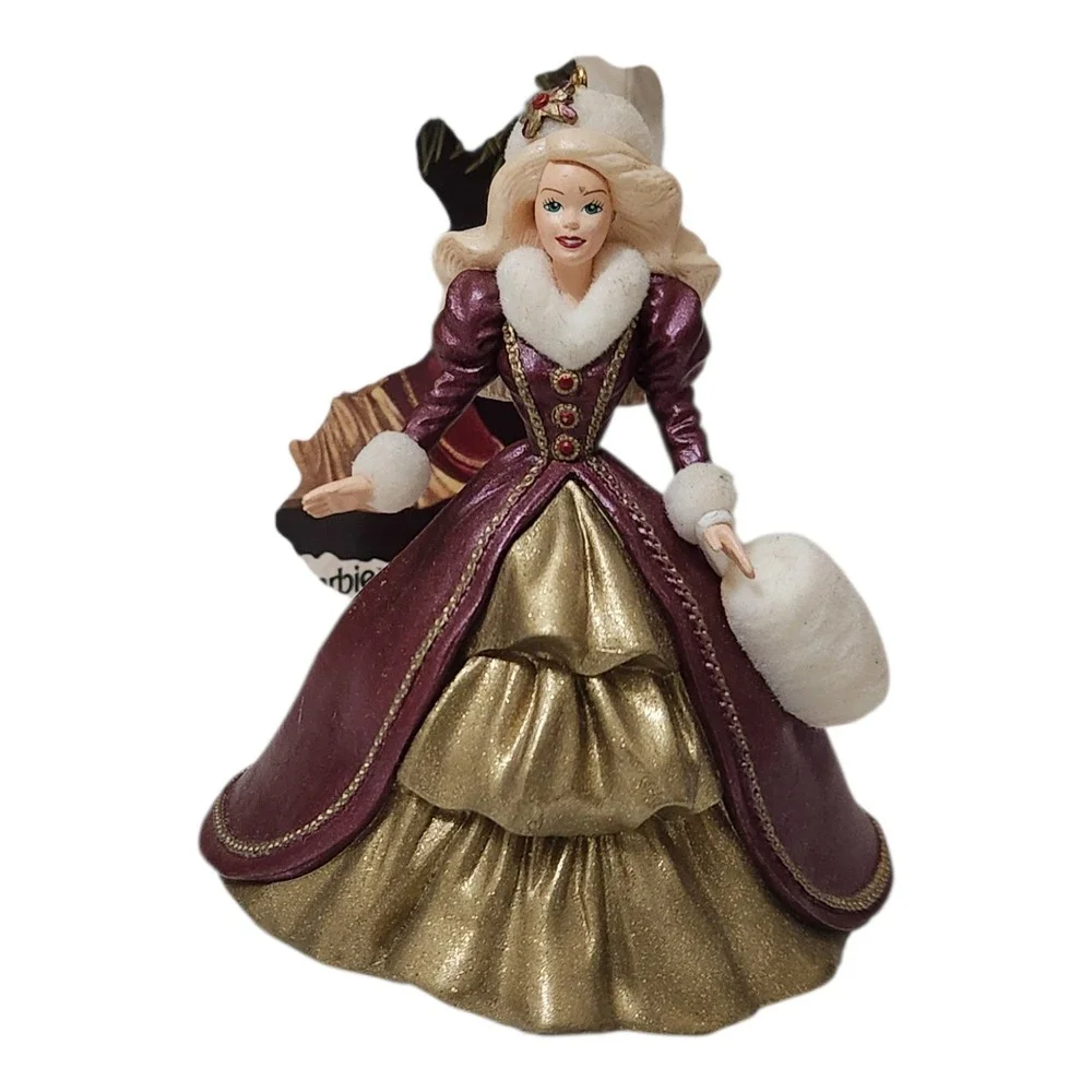 1996 Hallmark‎ Keepsake Holiday Barbie Ornament Collector Series 4 Burgundy Gold